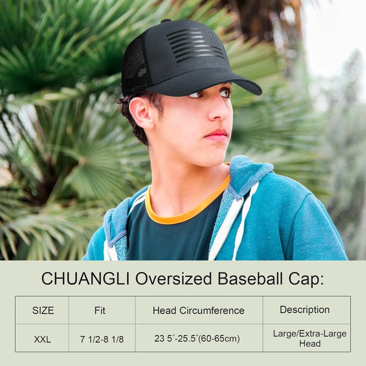 Oversize XXL American Flag Trucker Hat Sport Snapback Hat, Large Size Breathable Mesh Baseball Cap for Men Big Head