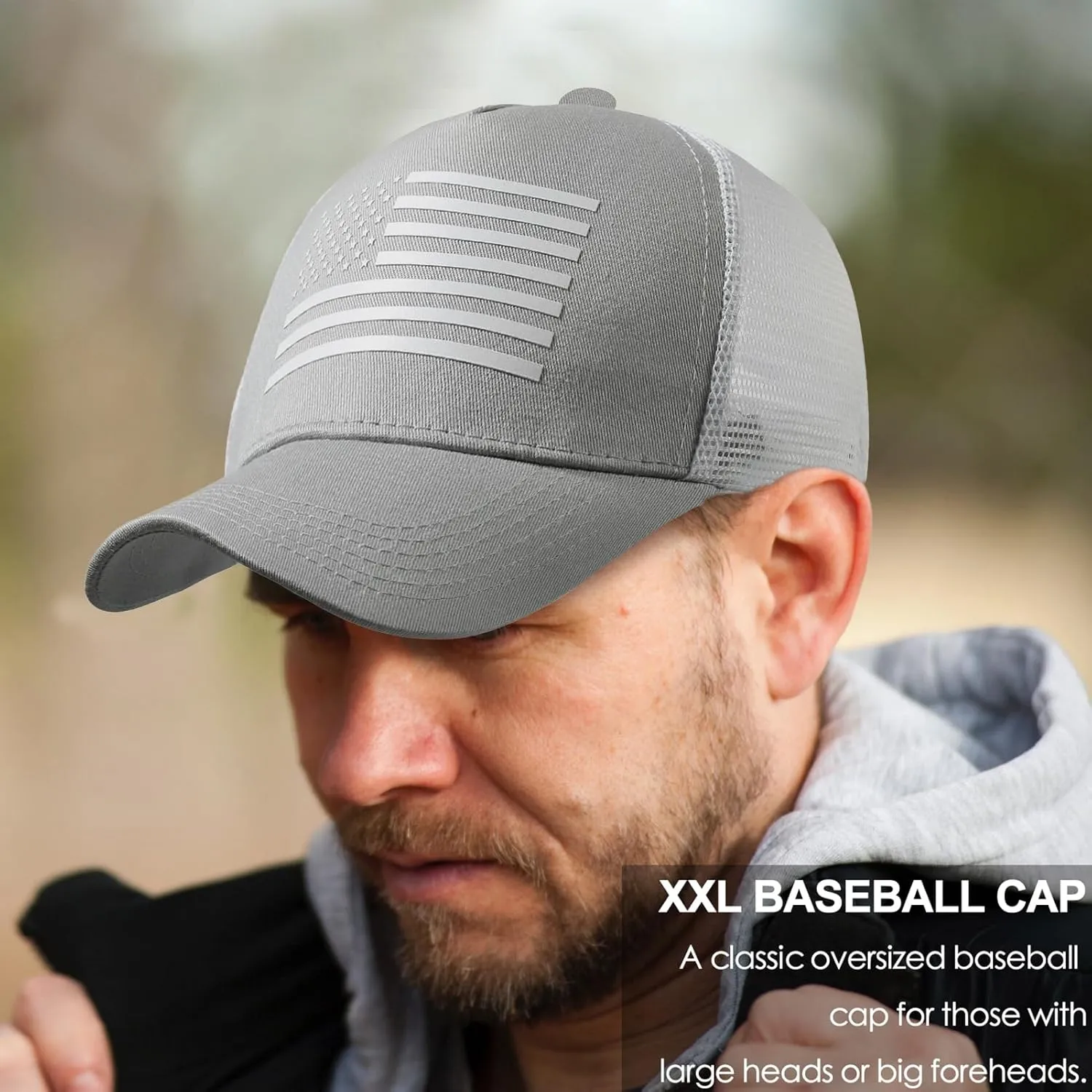 Oversize XXL American Flag Trucker Hat Sport Snapback Hat, Large Size Breathable Mesh Baseball Cap for Men Big Head