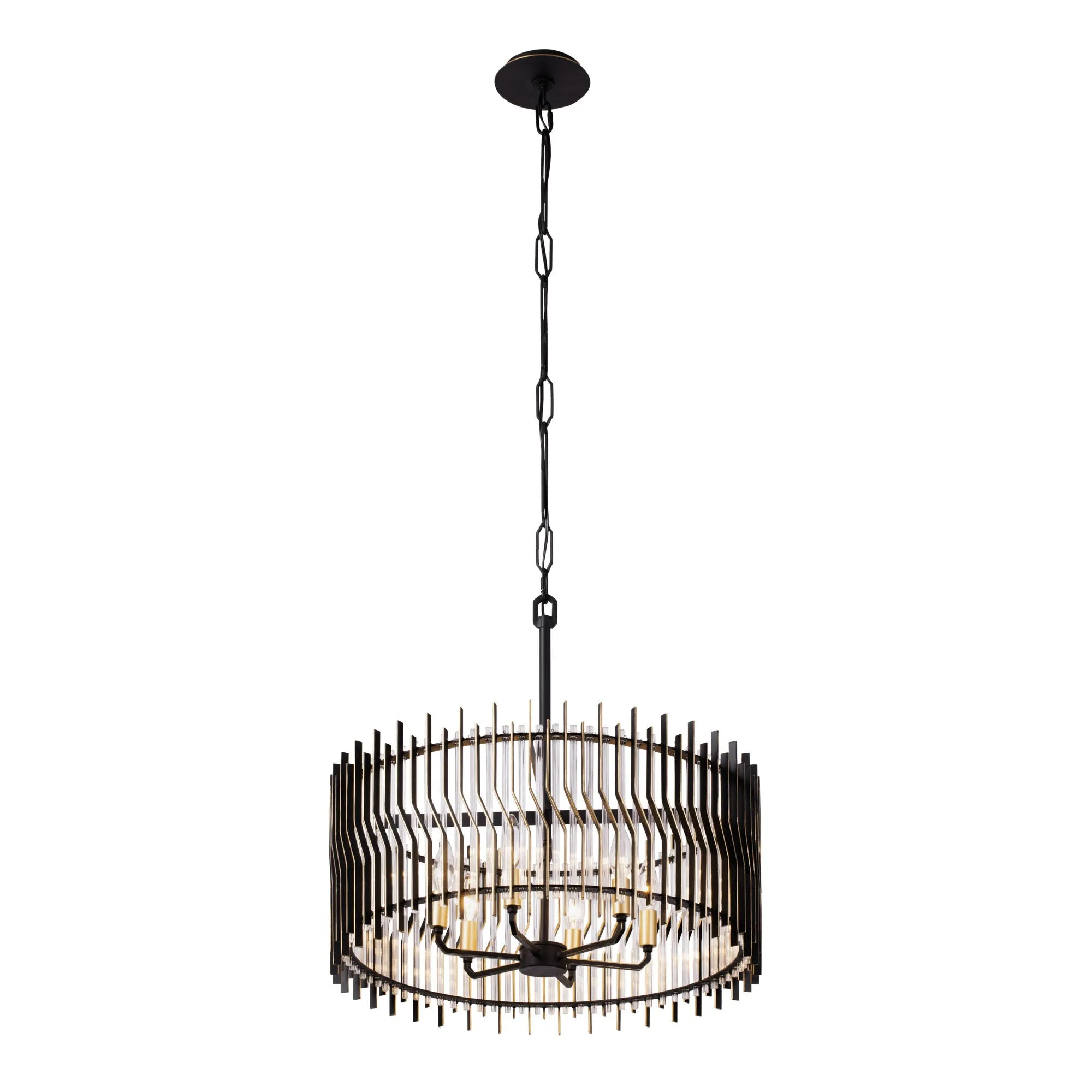 Park Row 393P06MBFG 6-Light Pendant Light - Matte Black/French Gold