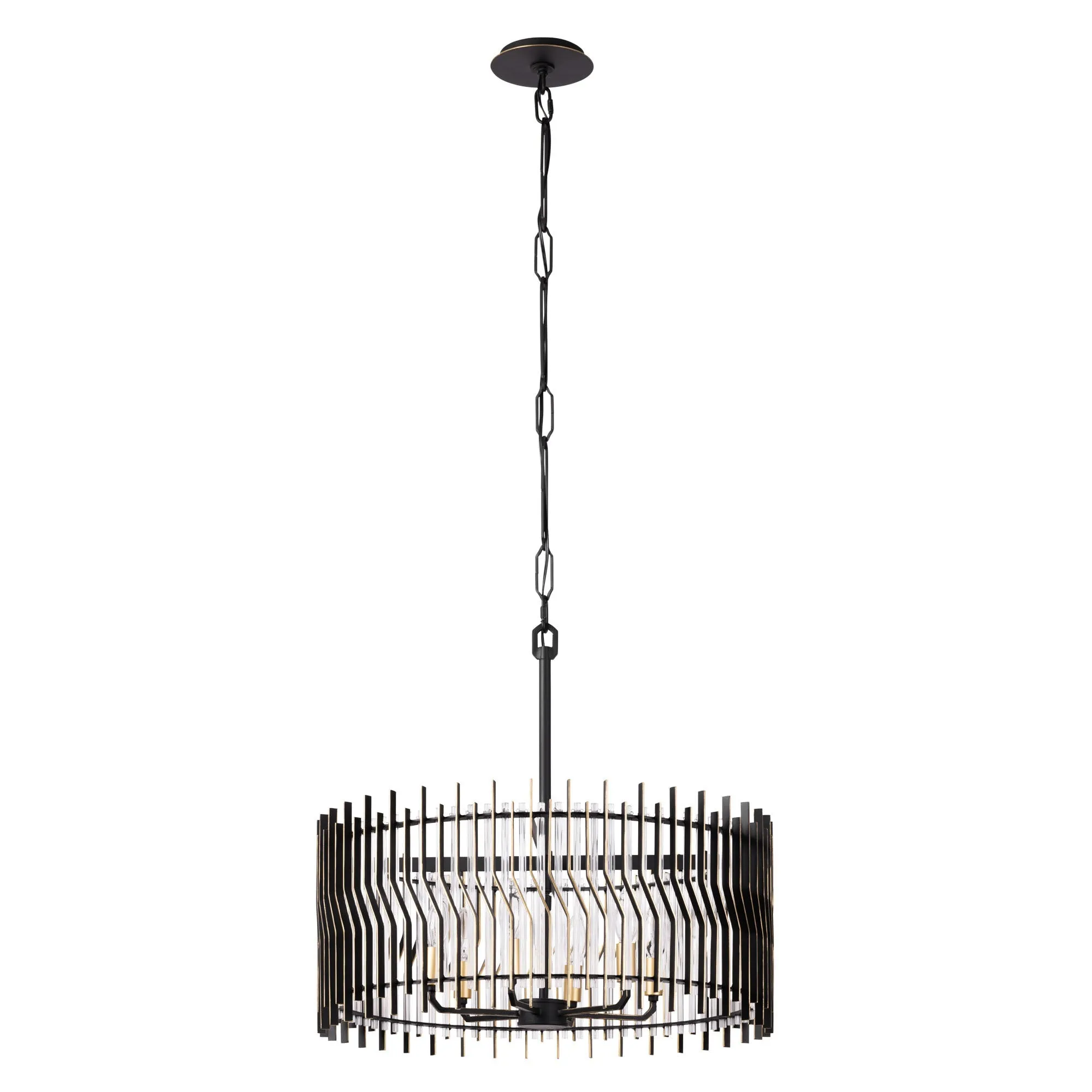 Park Row 393P06MBFG 6-Light Pendant Light - Matte Black/French Gold