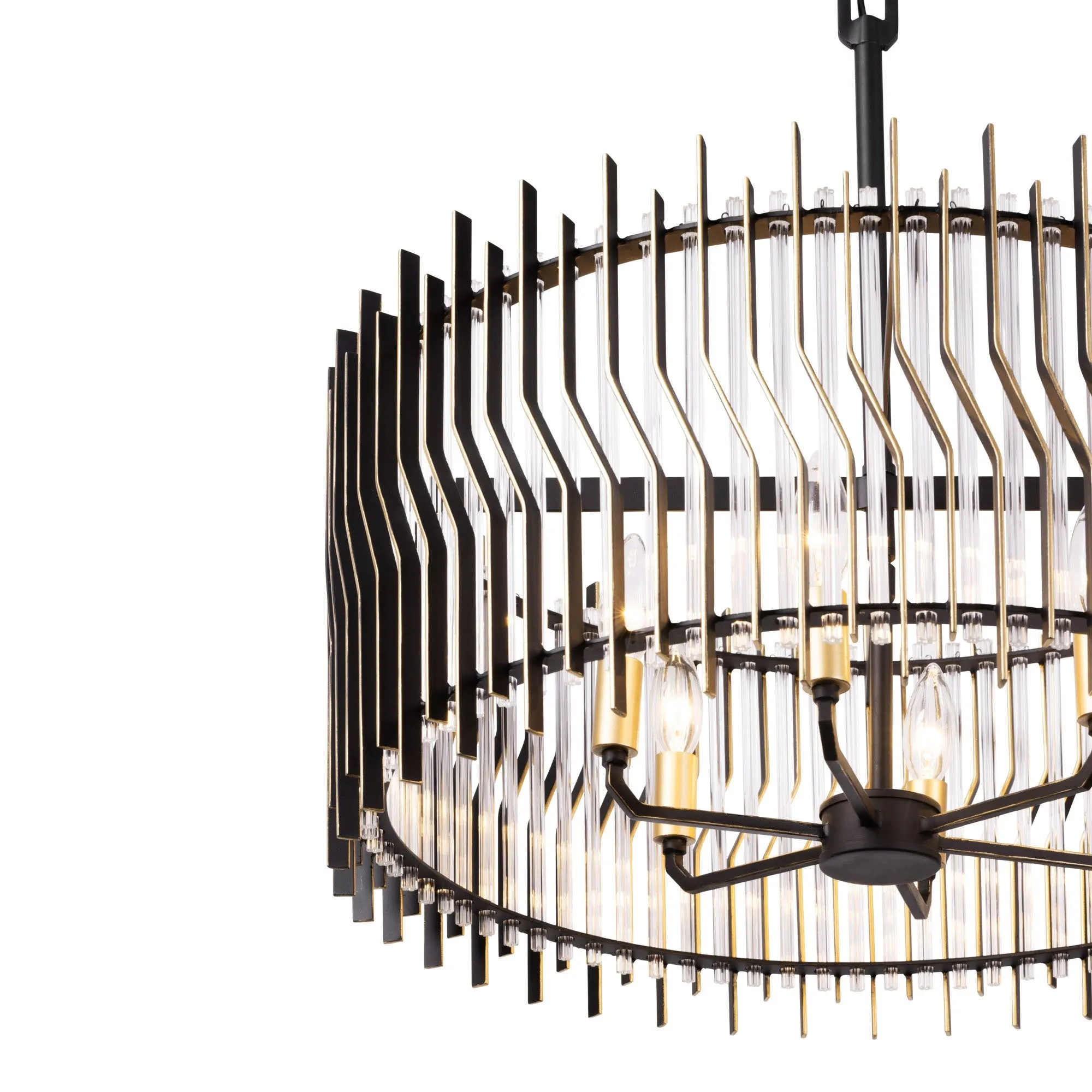 Park Row 393P06MBFG 6-Light Pendant Light - Matte Black/French Gold