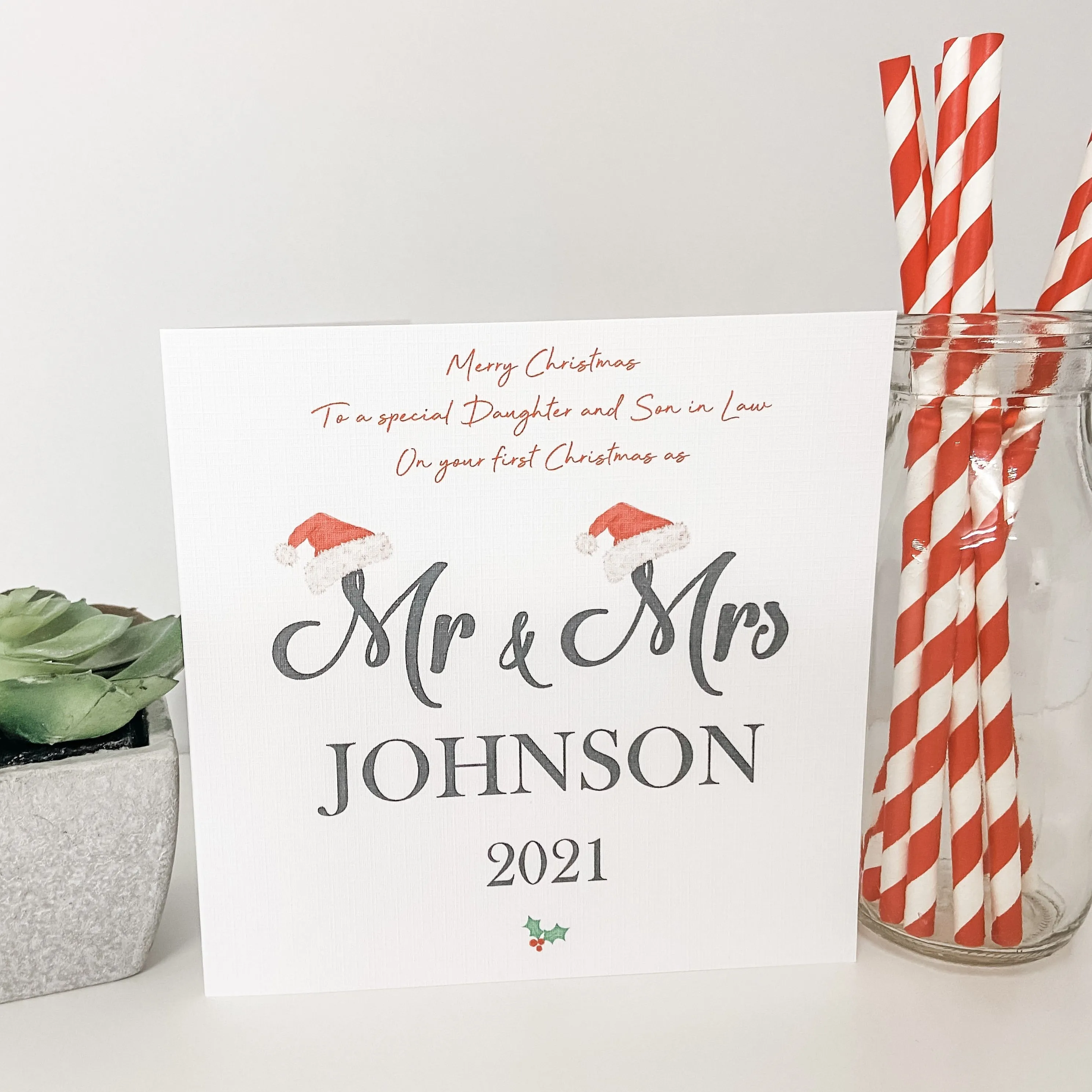 Personalised 1st Christmas Card As Married Couple