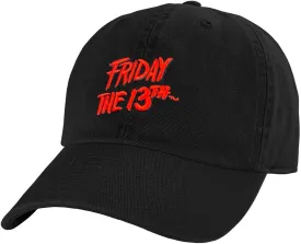 Popfunk Official Friday The 13Th Logo Dad Hat - The U18 Adjustable Relaxed-Fit Cap - Unisex for Men and Women, Black