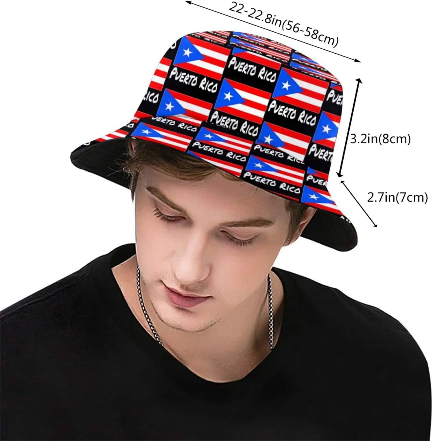 Puerto Rico Flag Bucket Hat Fashion Beach Sun Wide Brim Cap Outdoor Fisherman Hats for Women Men Teens