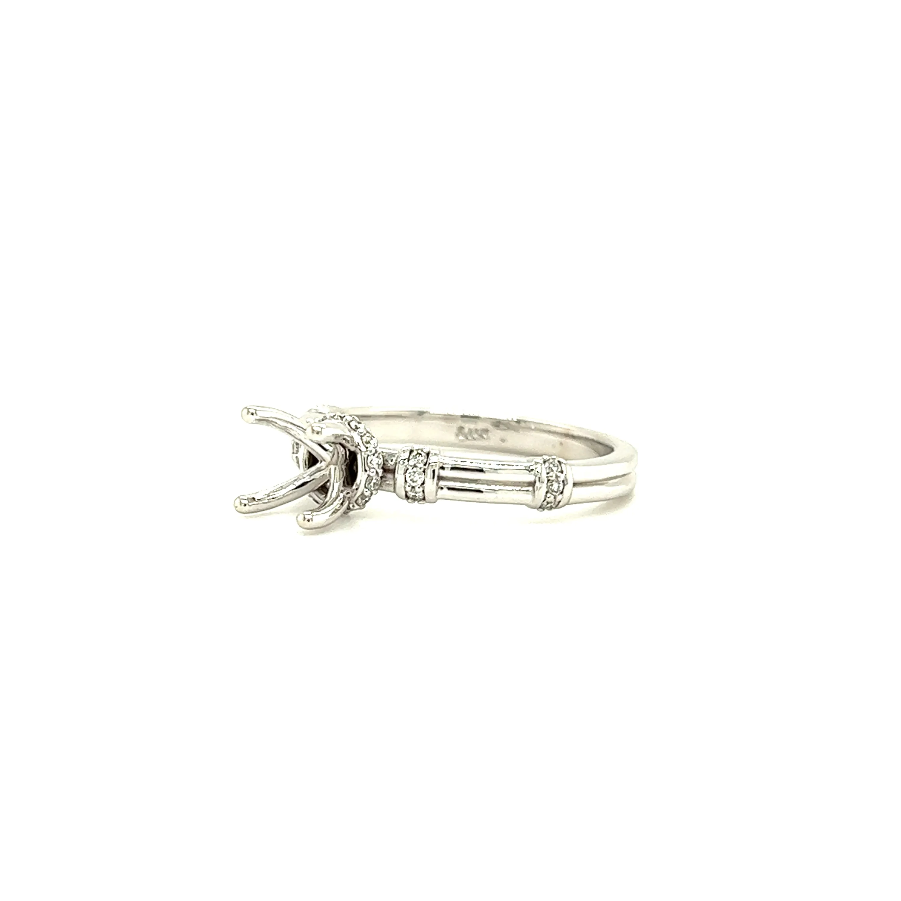 Ring Setting with Diamond Wraps in 14K White Gold