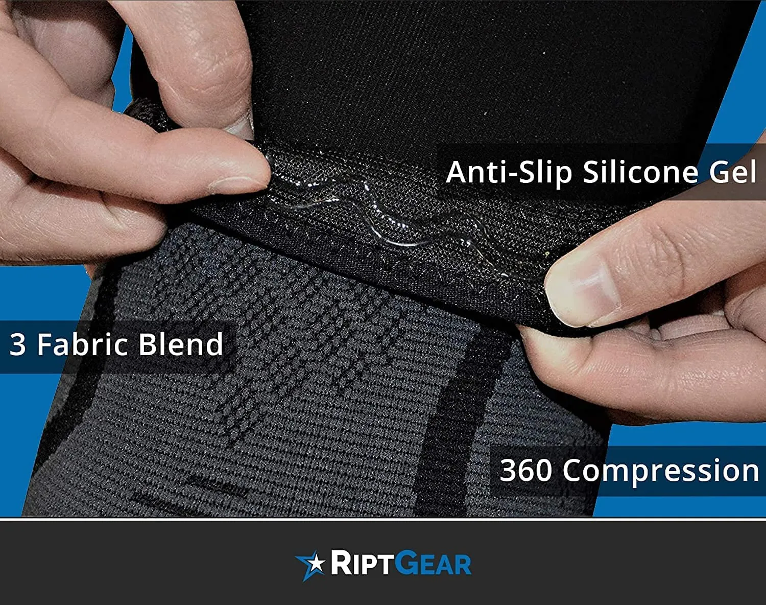 RiptGear Knee Compression Sleeve - 2 Pack - Braces for Knee Pain - Compression for Arthritis, Meniscus Tear, Running - Support for Women and Men - Sleeves Weightlifting (X-Large, Gray (2 Pack))