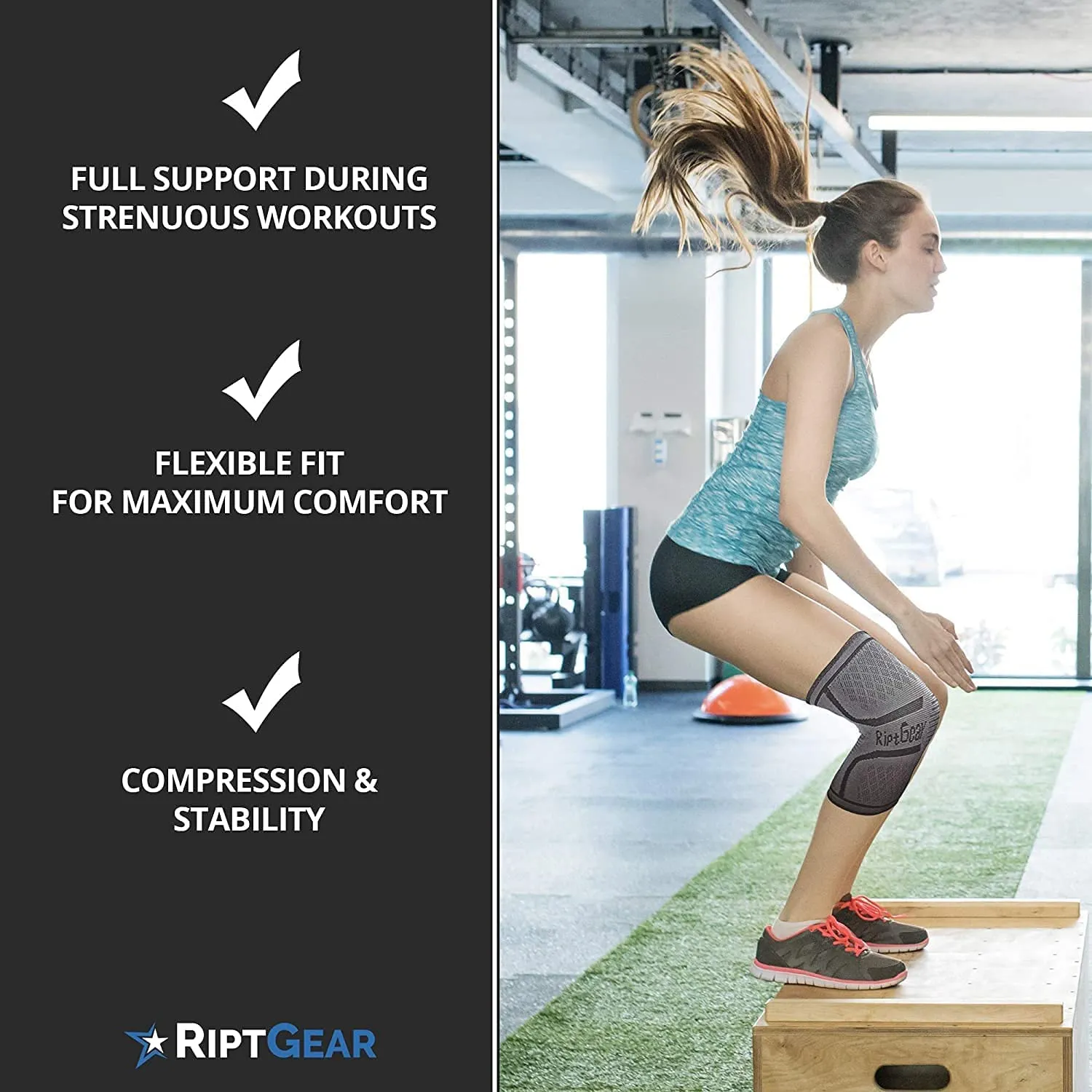 RiptGear Knee Compression Sleeve - 2 Pack - Braces for Knee Pain - Compression for Arthritis, Meniscus Tear, Running - Support for Women and Men - Sleeves Weightlifting (X-Large, Gray (2 Pack))