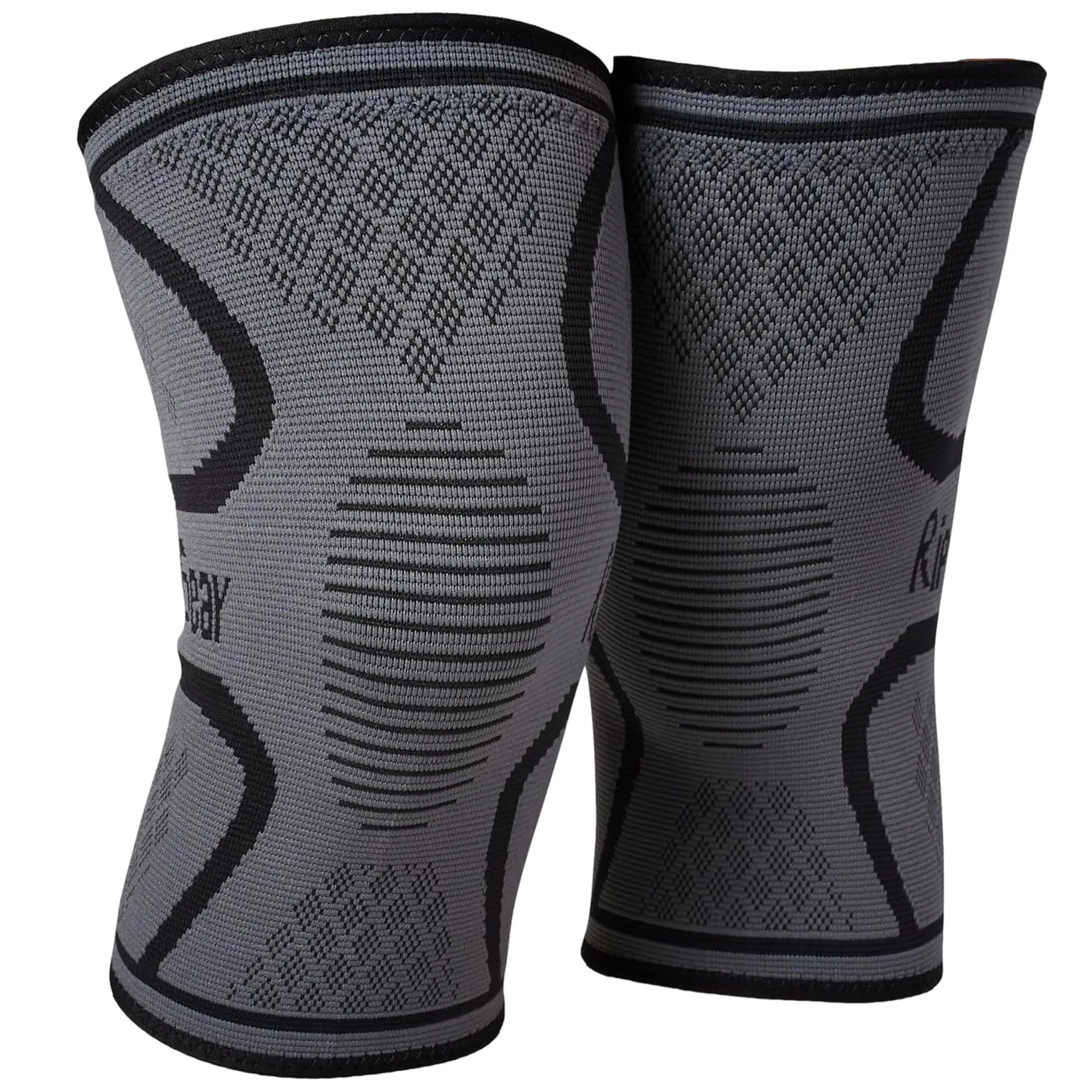 RiptGear Knee Compression Sleeve - 2 Pack - Braces for Knee Pain - Compression for Arthritis, Meniscus Tear, Running - Support for Women and Men - Sleeves Weightlifting (X-Large, Gray (2 Pack))
