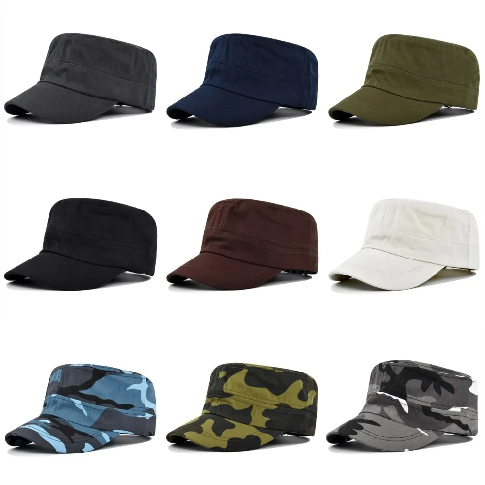 Solid Unisex Military Hats Summer Cotton Flat Caps for Men Women's Baseball Cap Outdoor Kpop Army Trucker Cap