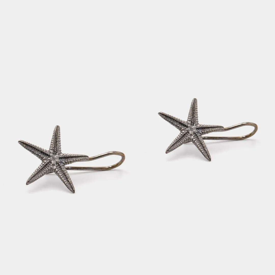 Starfish - dangly earrings - silver 925 - dark rhodium plated