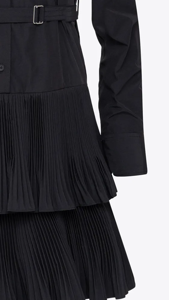 Sterling Long Sleeve Pleated Mini Dress - Black