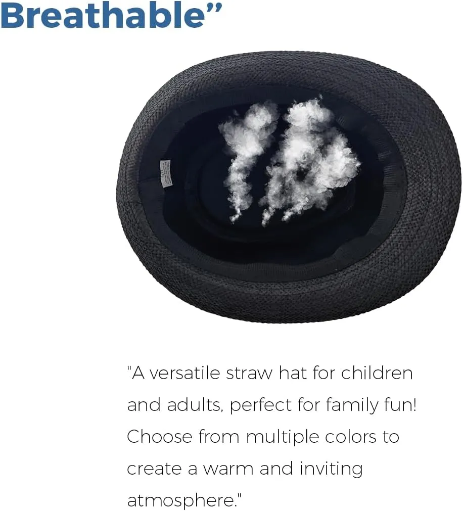 Straw Fedora Hat Wide Brim Summer Beach Sun Cap Panama Hat for Men Women
