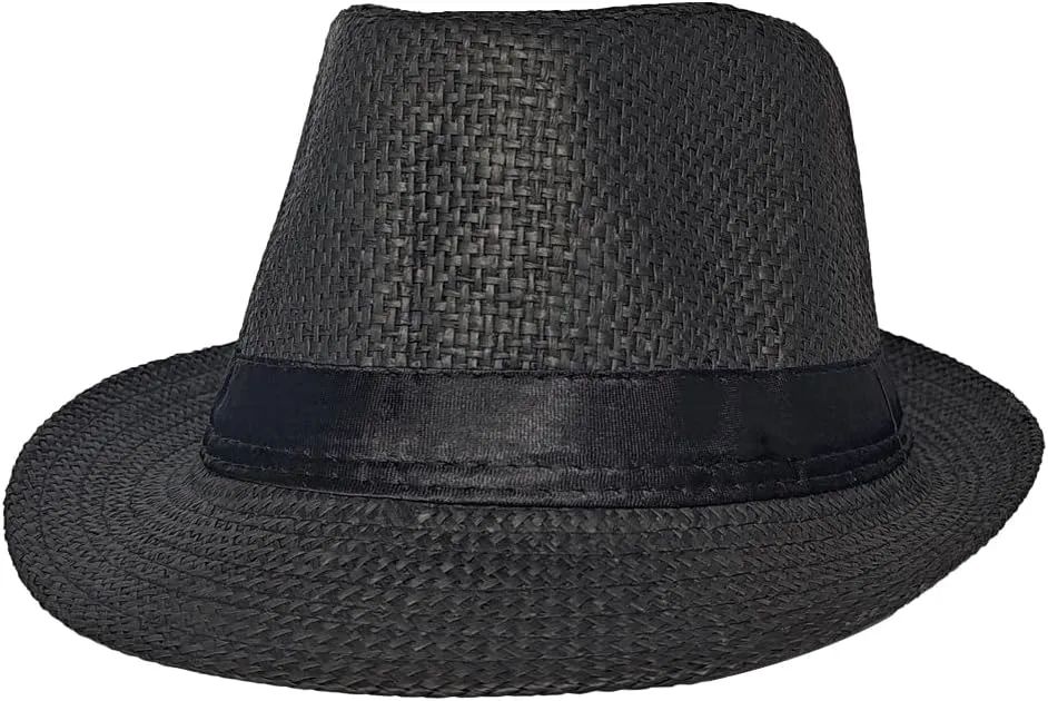 Straw Fedora Hat Wide Brim Summer Beach Sun Cap Panama Hat for Men Women