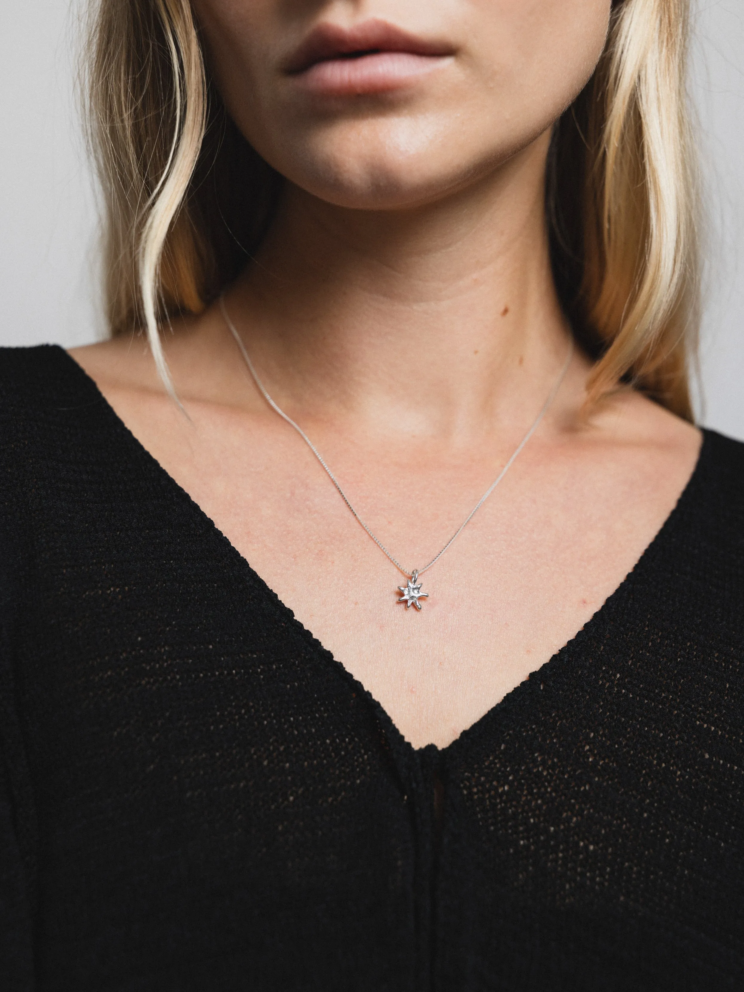 Sun Charm Necklace in Sterling Silver