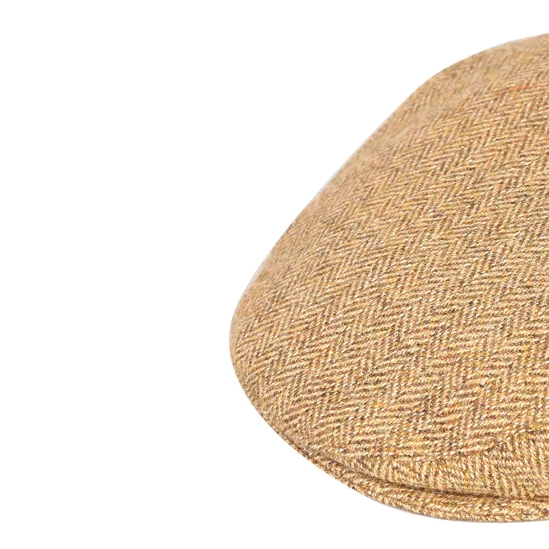 Tan Herringbone Donegal Tweed Flat Cap