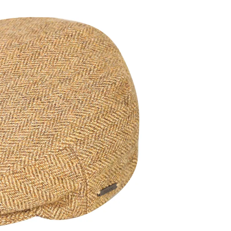 Tan Herringbone Donegal Tweed Flat Cap
