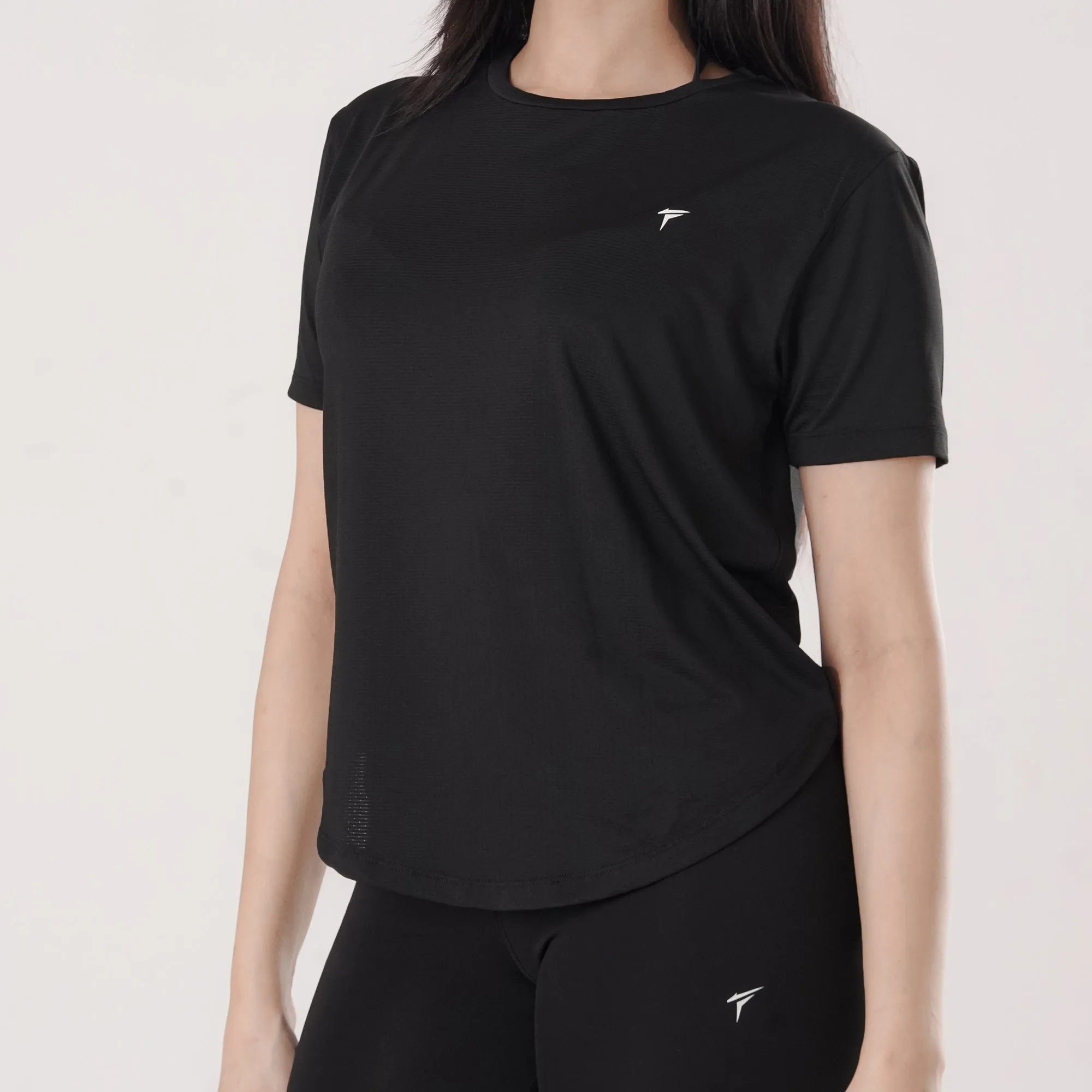 Tf-Premium Black Half Sleeve Women Mesh Tee
