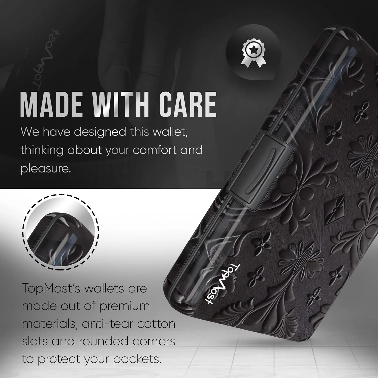 TopMost Aluminum Wallet, Card Case Wallet, Metal RFID Credit Card Holder for Men & Women, 6 Cotton Slots for 12 Cards And Bills, Rfd Protective