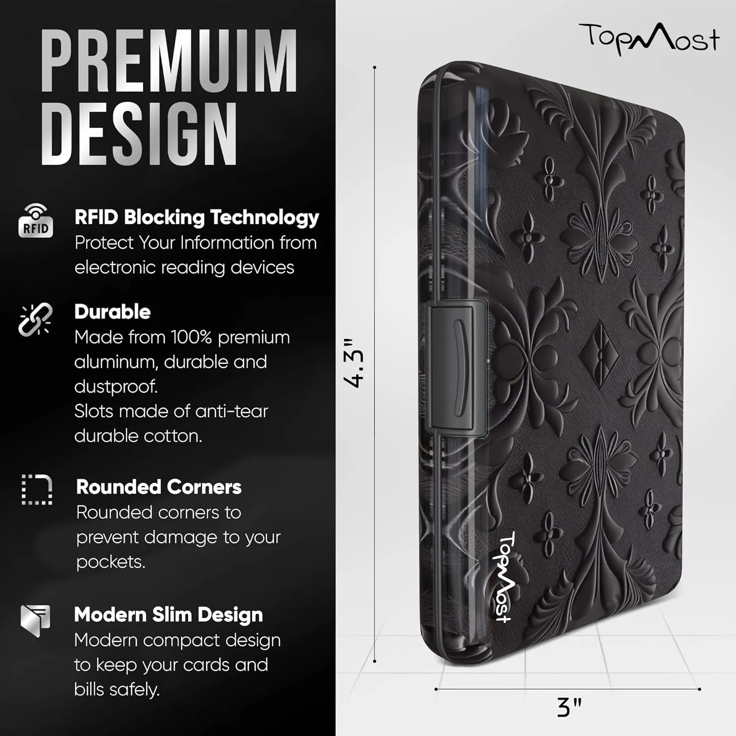 TopMost Aluminum Wallet, Card Case Wallet, Metal RFID Credit Card Holder for Men & Women, 6 Cotton Slots for 12 Cards And Bills, Rfd Protective