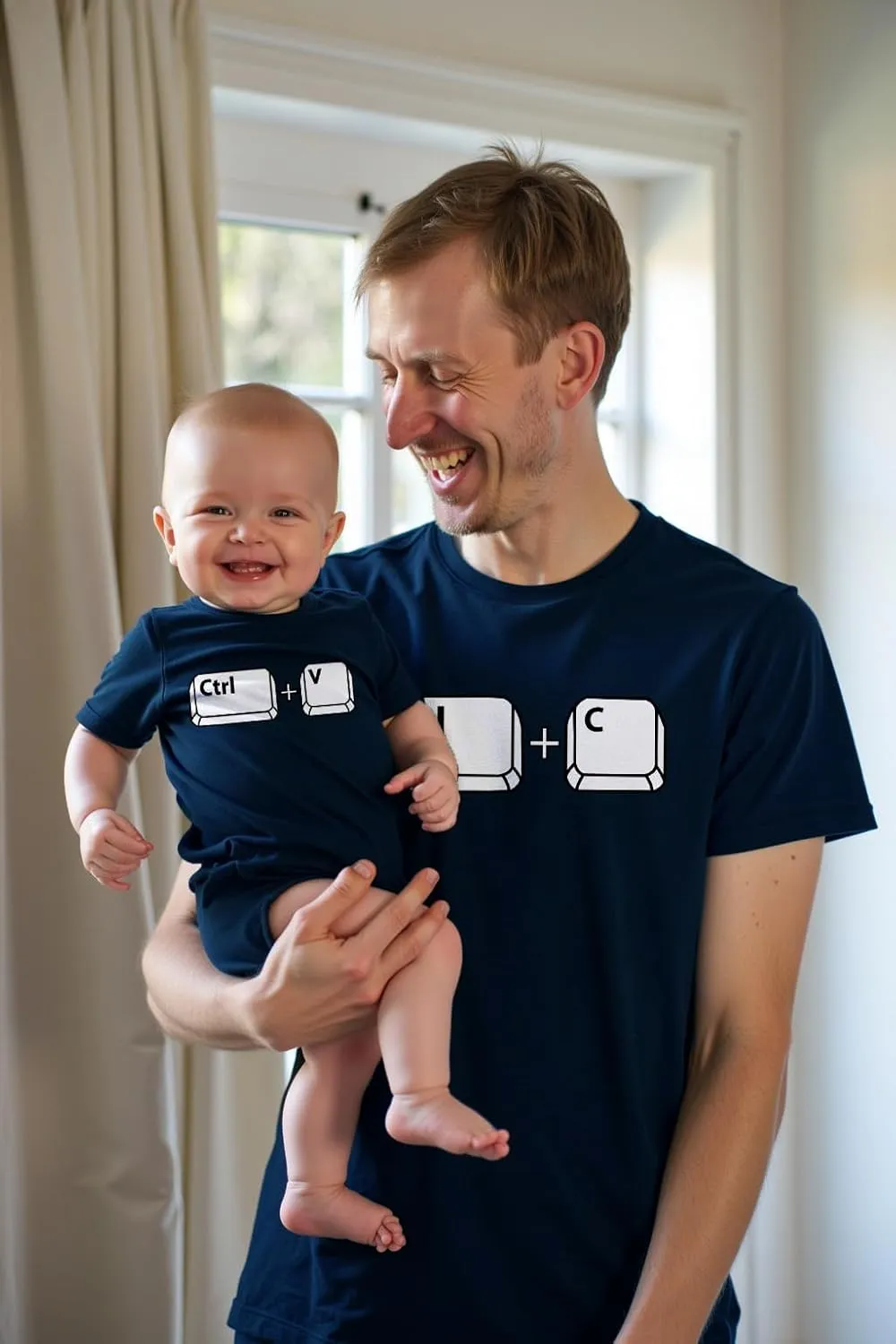 Tstars Ctrl C Ctrl V Dad and Baby Matching Outfits | Copy & Paste Shirts Set Gift for New Dads and Father's Day