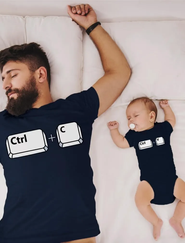 Tstars Ctrl C Ctrl V Dad and Baby Matching Outfits | Copy & Paste Shirts Set Gift for New Dads and Father's Day