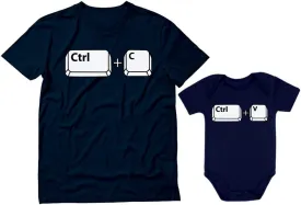 Tstars Ctrl C Ctrl V Dad and Baby Matching Outfits | Copy & Paste Shirts Set Gift for New Dads and Father's Day