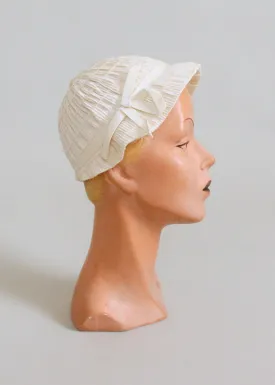 Vintage 1930s Summer White Bucket Hat