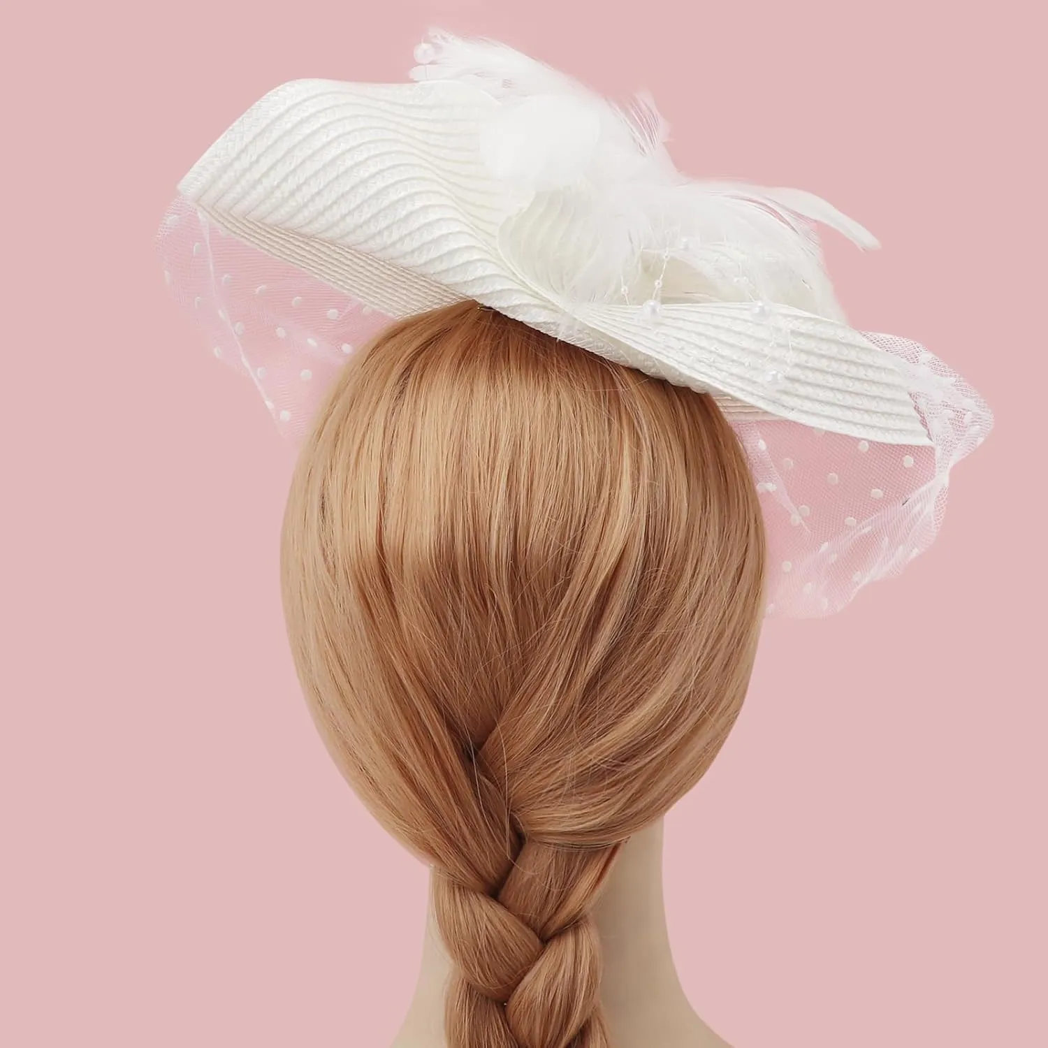 Women Fascinators Hats Flower Mesh Feathers with Headband and Clip Tea Party Headwear for Girls and Women
