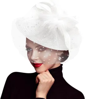 Women Fascinators Hats Flower Mesh Feathers with Headband and Clip Tea Party Headwear for Girls and Women