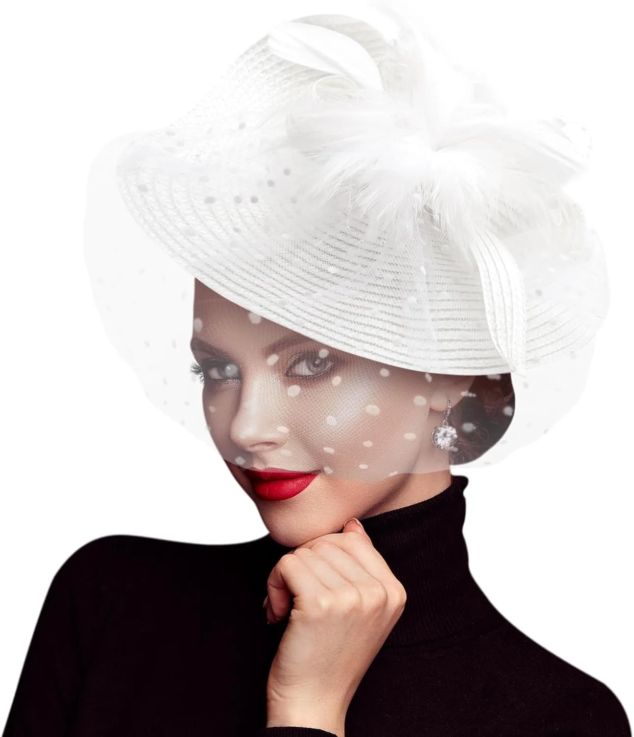 Women Fascinators Hats Flower Mesh Feathers with Headband and Clip Tea Party Headwear for Girls and Women