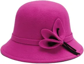 Wool Flat Top Hat for Women Autumn Winter Woolen Jazz Cap Wide Brim Fedora Hat Classic Bowler