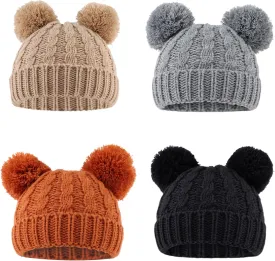 Yuoahcn Baby Girl Beanie Winter Baby Boy Hat with Pom pom Warm Infant Knitted Hats Toddler Kid Beanies