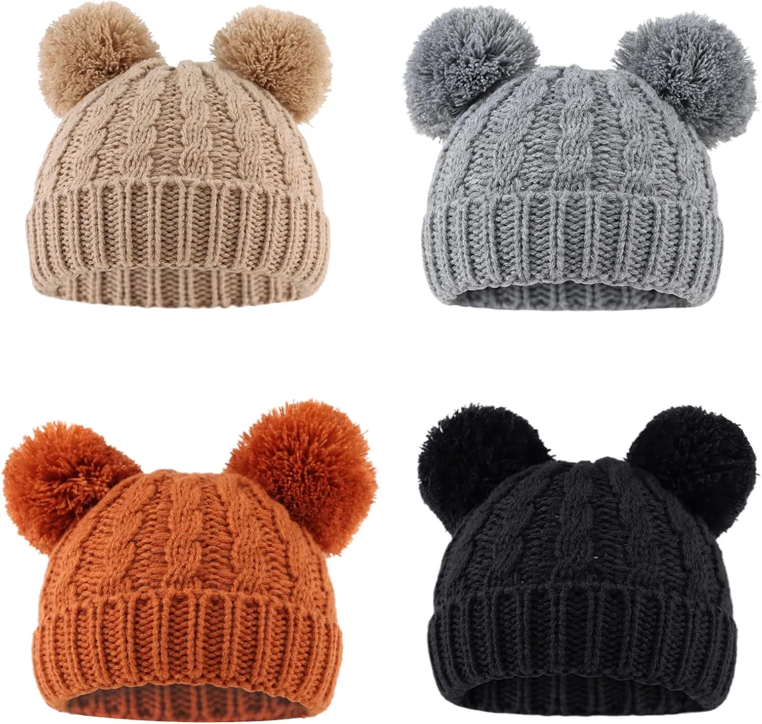 Yuoahcn Baby Girl Beanie Winter Baby Boy Hat with Pom pom Warm Infant Knitted Hats Toddler Kid Beanies